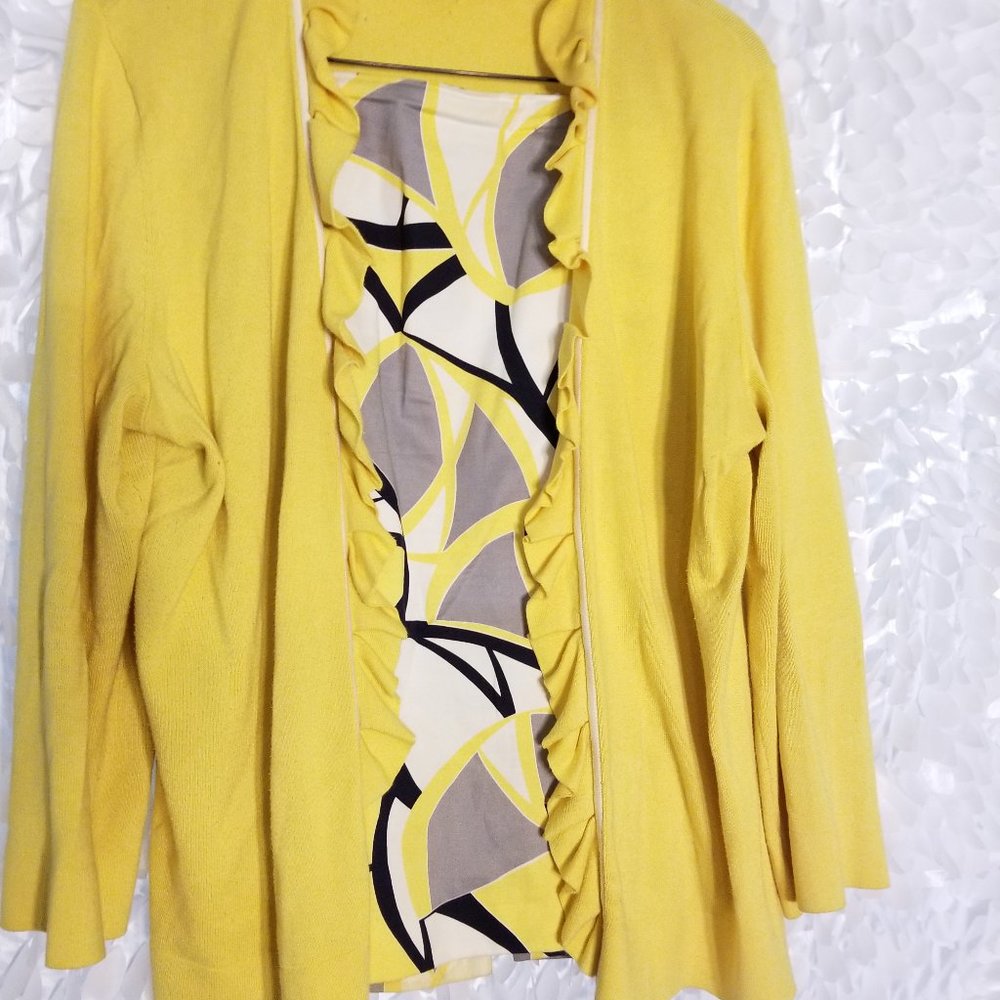 Jones Wear Yellow Ruffle Cardigan - Picture 6 of 8